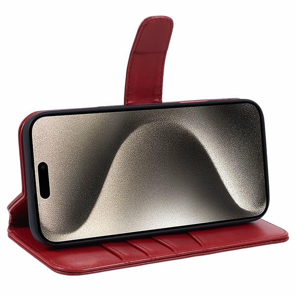 Nordic Covers iPhone 16 Pro Kotelo Essential Leather Poppy Red