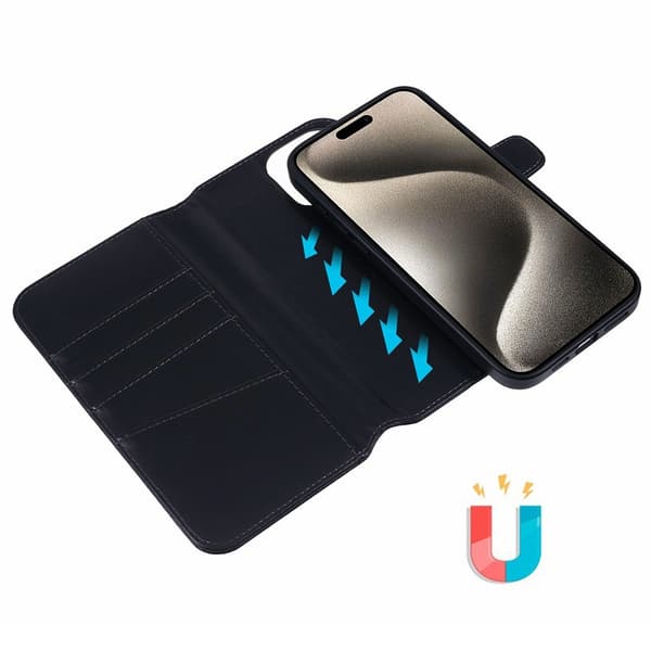 Nordic Covers iPhone 16 Pro Kotelo MagLeather Raven Black