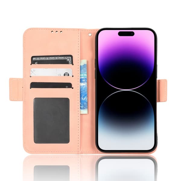 iPhone 15 Pro Max pung etui PU læder 6-LOMMES Winston V3 - Rose guld