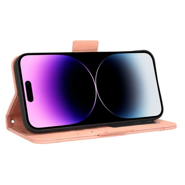 iPhone 15 Pro Max pung etui PU læder 6-LOMMES Winston V3 - Rose guld