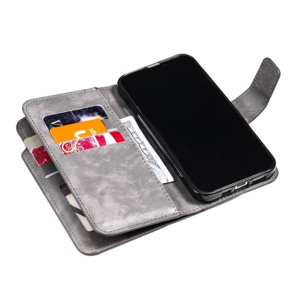 iPhone 15 Pro Praktisk Plånboksfodral med 12-Fack Array V4 - Grå