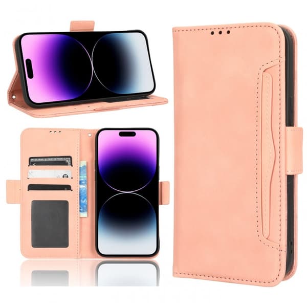iPhone 13 Pro Max lompakkokotelo PU-nahkainen 6-POCKET Winston V3 - Ruusukulta