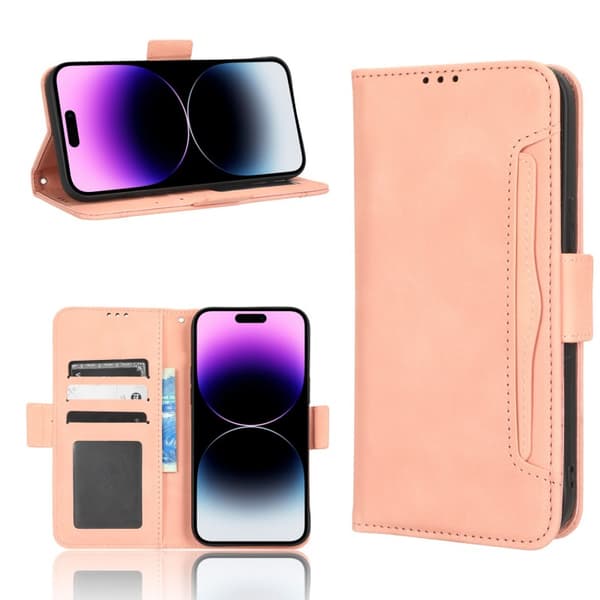iPhone 12 / 12 Pro pung etui PU læder 6-LOMMES Winston V3 - Rose guld