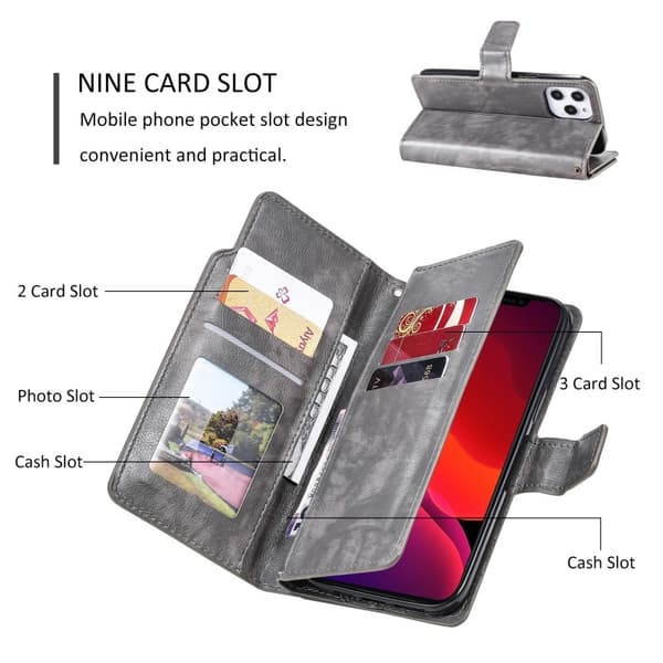 iPhone 7/8/SE (2020&2022) Praktisk pungetui med 12-bakker Array V4 - Grå
