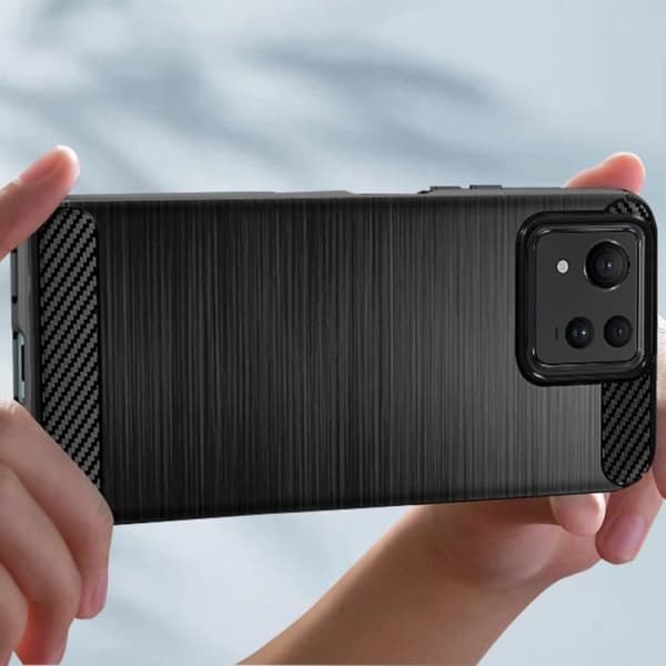 Fodral till Asus Zenfone 11 Ultra - AVIZAR - Carbon and Brushed Black Effect - Halvstyvt fodral