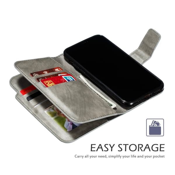 iPhone 11 Pro Praktisk Plånboksfodral med 12-Fack Array V4 - Harmaa
