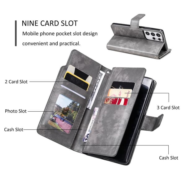 Samsung S20 Ultra Praktisk Plånboksfodral med 12-Fack Array V4 - Harmaa