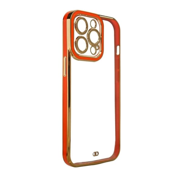 Fashion Case Skal med Ram iPhone 12 - Transparent/Guld/Röd