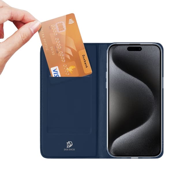 iPhone 15 Pro Flip Case Skin Pro med kortrum - Blå