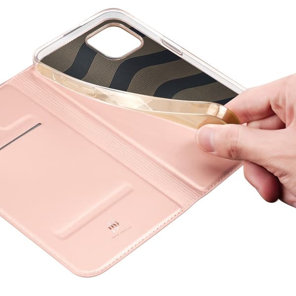 iPhone 15 Flip Case Skin Pro korttilokerolla - Ruusukulta