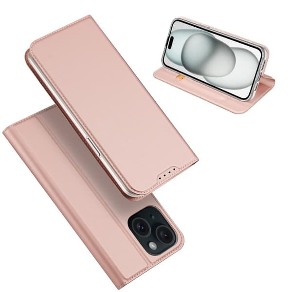 iPhone 15 Flip Case Skin Pro korttilokerolla - Ruusukulta