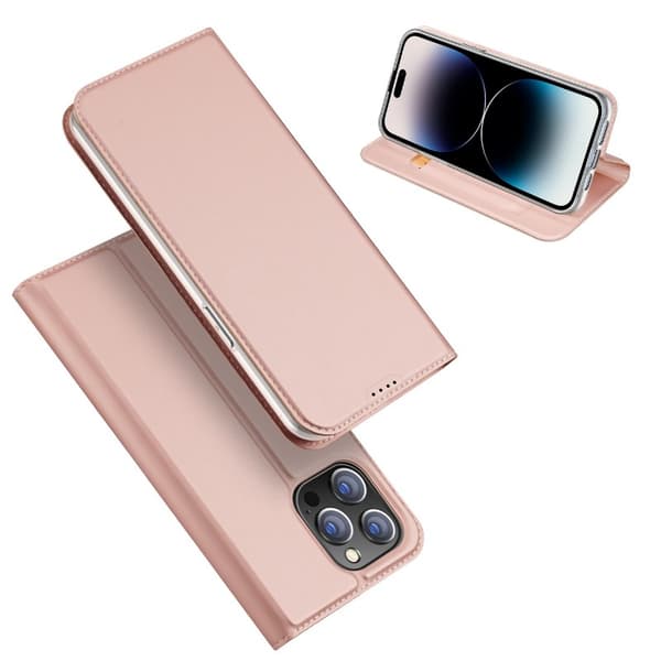 iPhone 14 Pro Dux Ducis Skin Pro Flipfodral med Kortfack - Roseguld