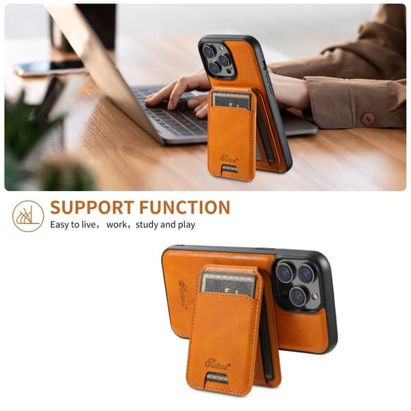 Suteni™ 2in1 Magsafe etui med kortholder iPhone 12/12 Pro - lysebrun Khaki