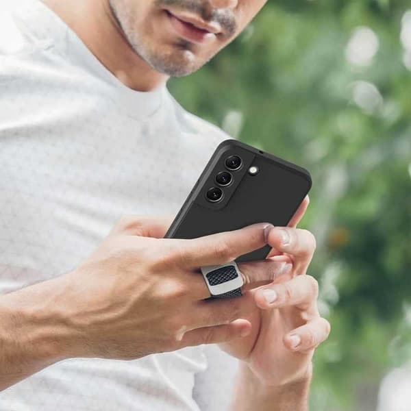 Samsung S21 Plus Gummibelagd Mattsvart Skal Kameraskydd Liquid - Svart