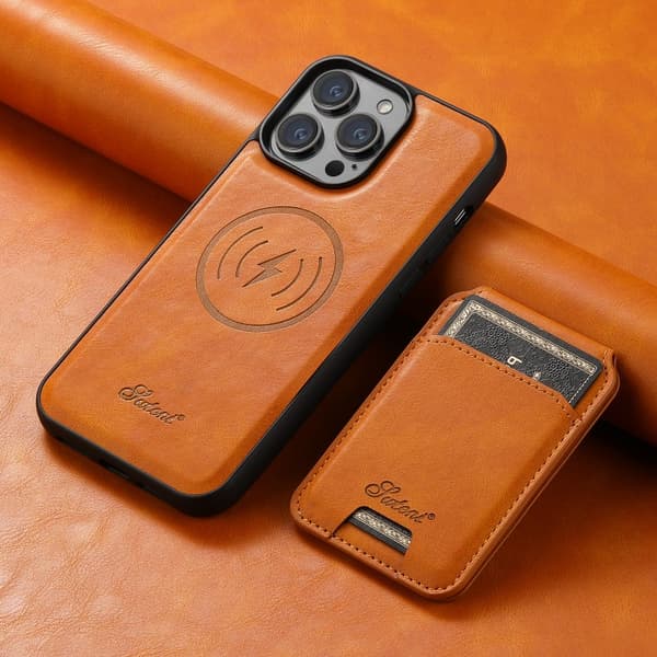 Suteni™ 2in1 Magsafe -kotelo korttitelineellä iPhone 12 Pro Max - vaalean ruskea Khaki