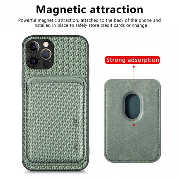 iPhone 11 Pro Max Stöttåligt skal med Magnetisk Korthållare Magsafe RFID - Grön
