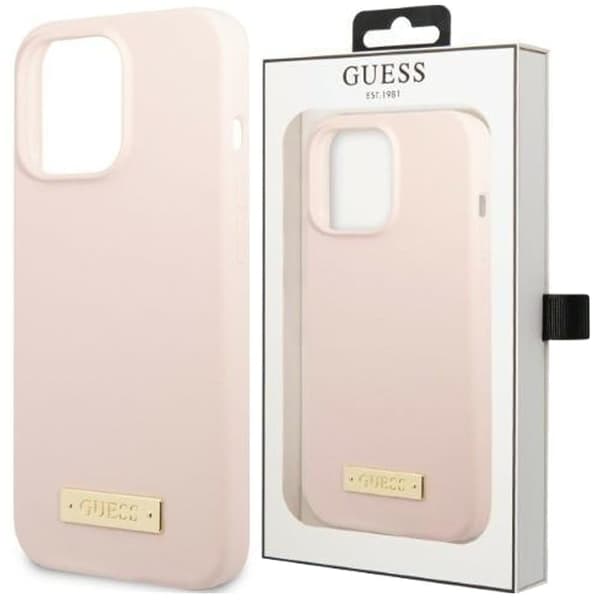 Guess GUHMP13LSPLP iPhone 13 Pro / 13 6.1 rosa/rosa hardt deksel Silikon Logo Plate MagSafe