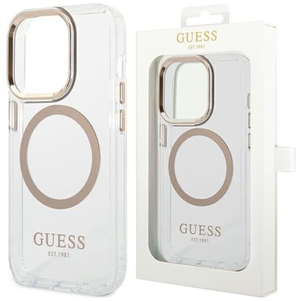 Guess GUHMP13XHTRMD-deksel til iPhone 13 Pro Max - Gold Metal Outline Magsafe