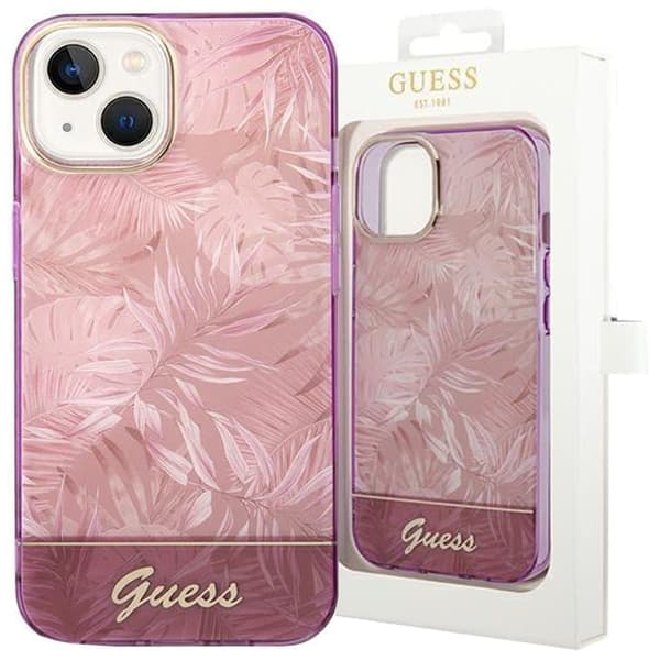 Gjett GUHCP14MHGJGHP iPhone 14 Plus 6.7 rosa/rosa hardt deksel Jungle Collection