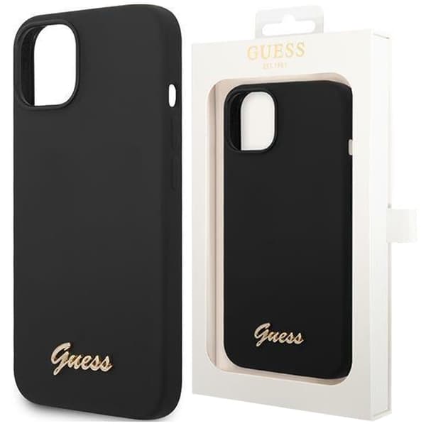 Guess GUHCP14MSLSK iPhone 14 Plus 6.7 svart/svart hardt deksel Silikon Vintage Gold Logo