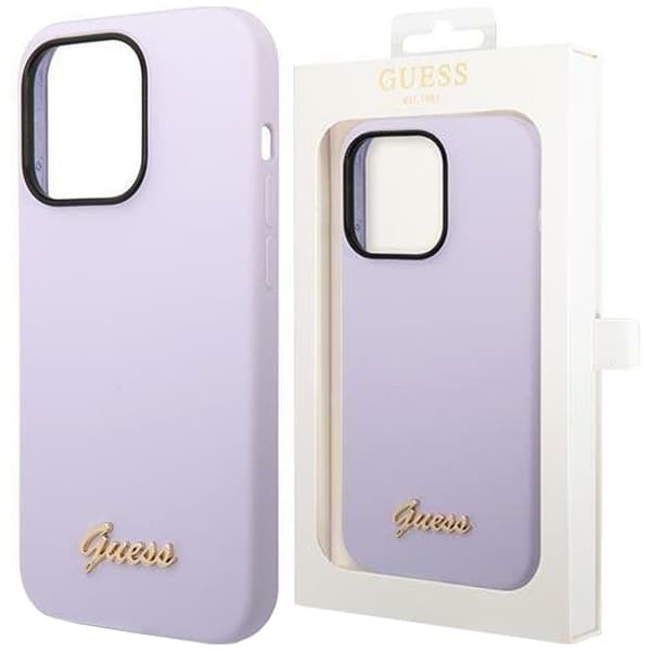 Guess Silikon Vintage Gold Logo Deksel til iPhone 14 Pro - Lilla