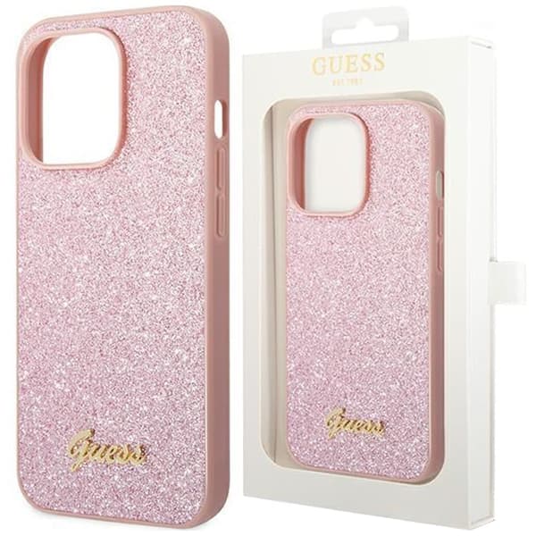 Guess GUHCP14XHGGSHP iPhone 14 Pro Max 6.7 rosa/rosa hardt deksel Glitter Script