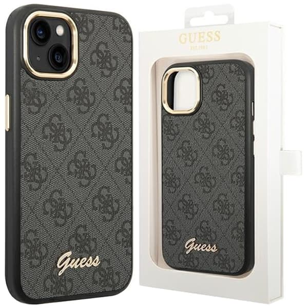 Guess GUHCP14SHG4SHK iPhone 14 6.1 svart/svart hardt deksel 4G Vintage Gold Logo