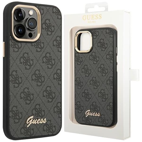 Guess GUHCP14XHG4SHK iPhone 14 Pro Max 6.7 svart/svart hardt deksel 4G Vintage Gold Logo