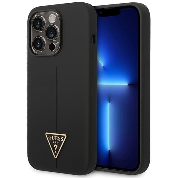 Guess GUHCP14LSLTGK iPhone 14 Pro 6.1 svart/svart hardt deksel silikon trekant