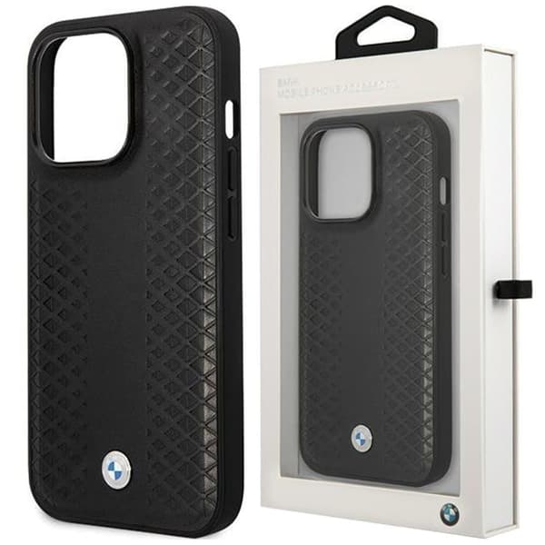 BMW BMHCP14L22RFGK iPhone 14 Pro 6.1 svart/svart skinn diamantmønster
