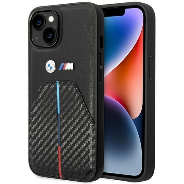 BMW BMHCP14S22NSTB Deksel til iPhone 14 - Svart stemplet tricolor stripe