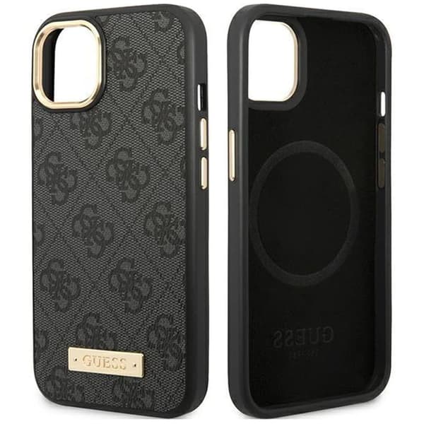 Guess GUHMP14MU4GPRK iPhone 14 Plus 6.7 svart/svart hardt deksel 4G Logo Plate MagSafe