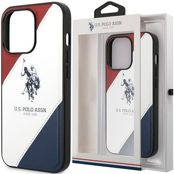 US Polo USHCP14LPSO3 iPhone 14 Pro 6.1 hvit/hvit tricolor preget