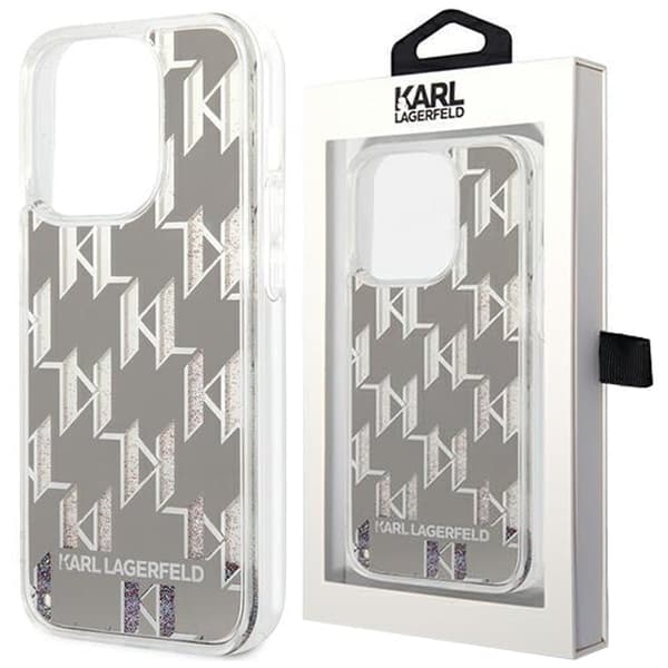Karl Lagerfeld KLHCP14LLMNMS iPhone 14 Pro 6.1 hardt deksel Sølv/sølv flytende glittermonogram