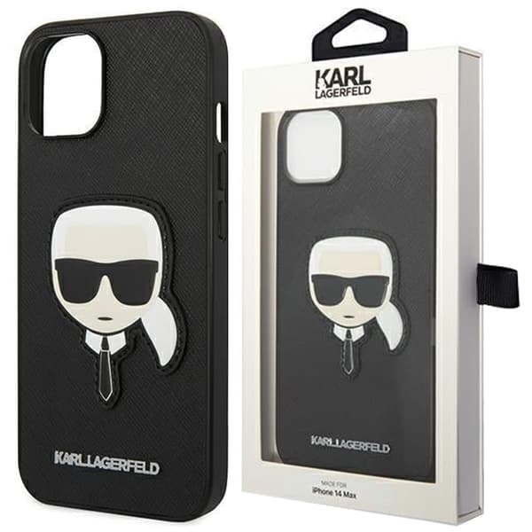 Karl Lagerfeld KLHCP14LSAPKHK iPhone 14 Pro 6.1 svart/svart hardt etui Saffiano Karls hodemerke