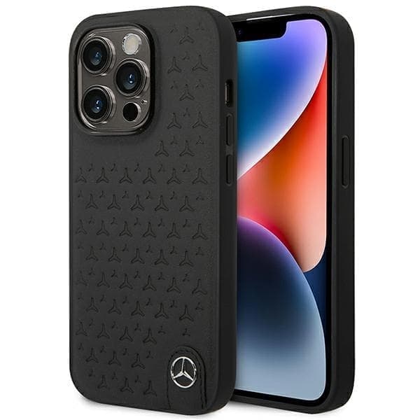 Mercedes Leather Stars Pattern MEHCP14L8REMPK deksel til iPhone 14 Pro - svart