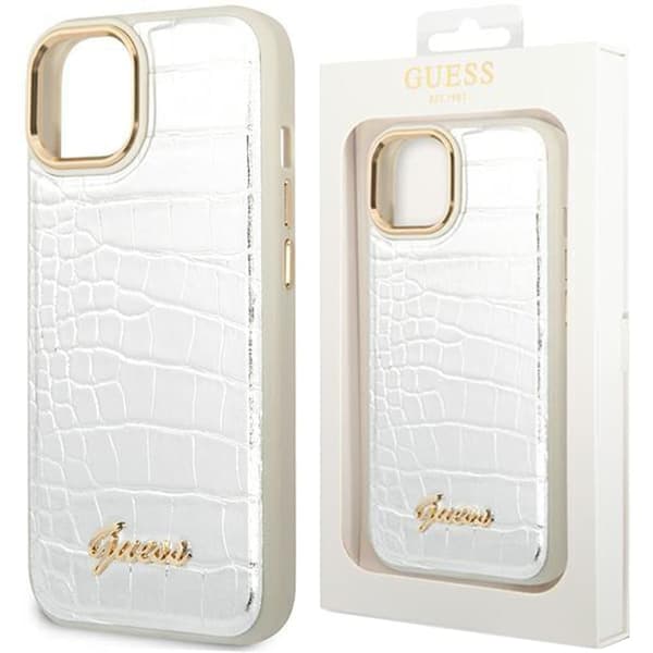 Guess GUHCP14SHGCRHS iPhone 14 6.1 sølv/sølv hardt deksel Croco Collection