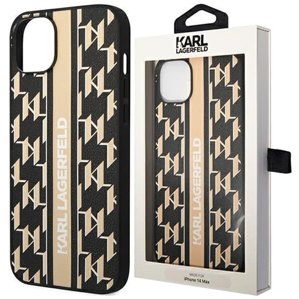 Karl Lagerfeld KLHCP14MPGKLSKW iPhone 14 Plus 6.7 hardt deksel brun/brun Monogram Stripe