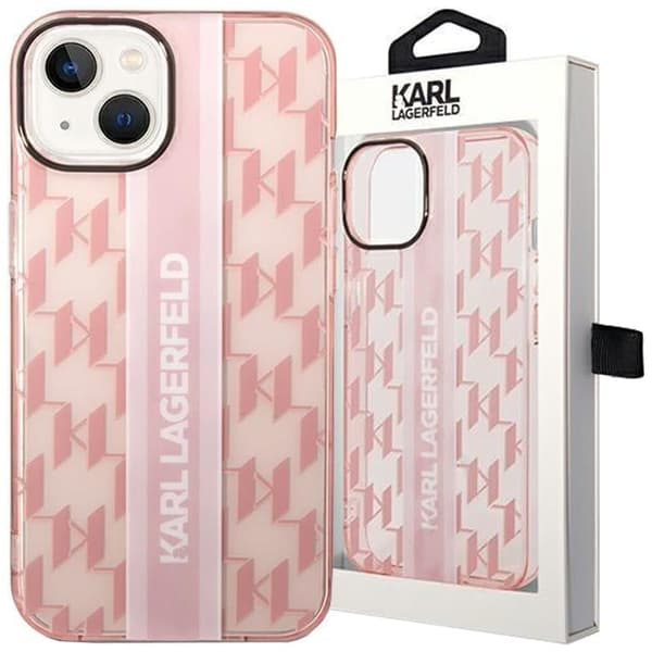 Karl Lagerfeld KLHCP14MHKLSPCP iPhone 14 Plus 6.7 hardt deksel rosa/rosa Mono vertikal stripe