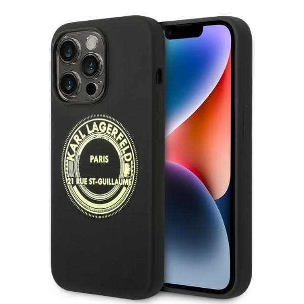 Karl Lagerfeld KLHCP14LSRSGRCK iPhone 14 Pro 6.1 hardt deksel svart/svart Silikon RSG
