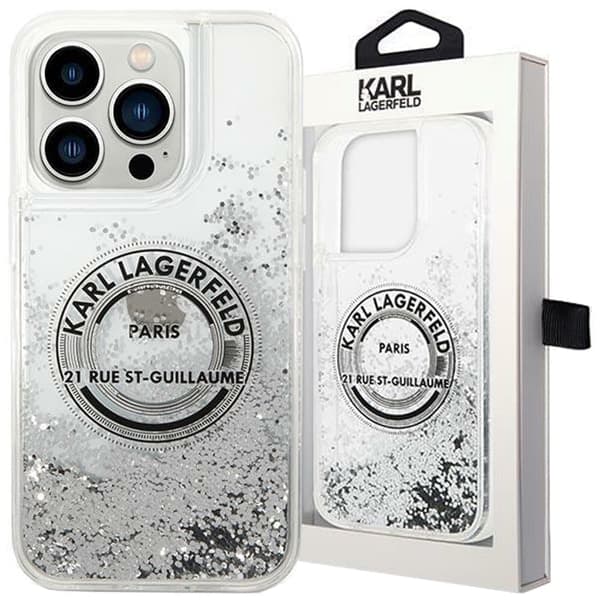 Karl Lagerfeld KLHCP14LLCRSGRS-deksel til iPhone 14 Pro - sølv Liquid Glitter RSG
