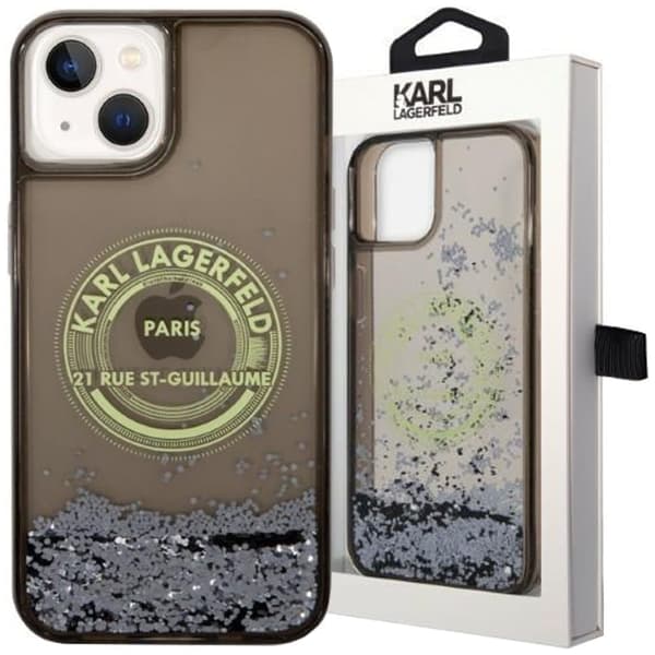 Karl Lagerfeld KLHCP14MLCRSGRK iPhone 14 Plus 6.7 svart/svart hardt deksel Liquid Glitter RSG