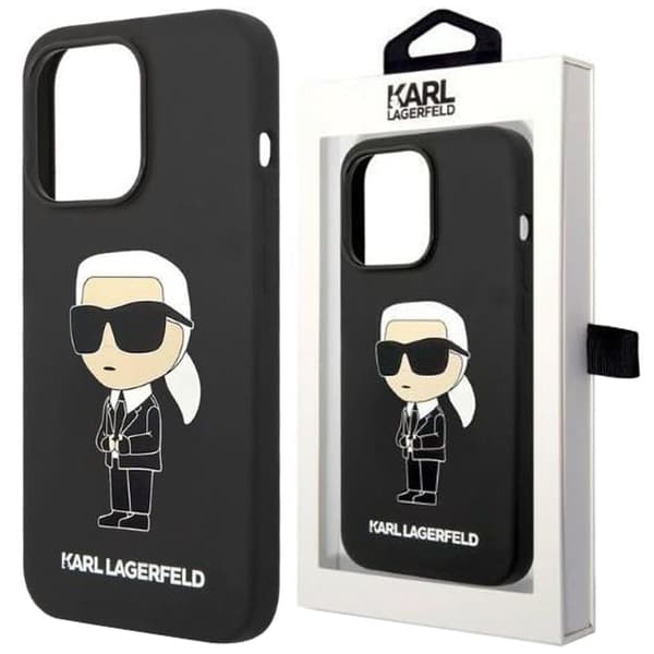 Karl Lagerfeld KLHCP14LSNIKBCK iPhone 14 Pro 6.1 hardt deksel svart/svart Silikon Ikonik