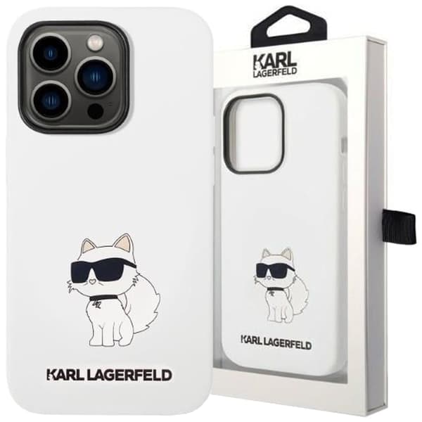Karl Lagerfeld KLHCP14XSNCHBCH iPhone 14 Pro Max 6.7 hardt etui hvit/hvit silikonkopp