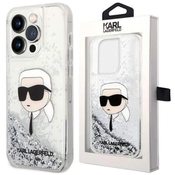 Karl Lagerfeld KLHCP14LLNKHCH iPhone 14 Pro 6.1 sølv/sølv hardt deksel Glitter Karl Head