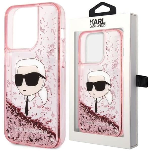 Karl Lagerfeld KLHCP14LLNKHCP iPhone 14 Pro 6.1 rosa/rosa hardt deksel Glitter Karl Head