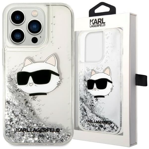 Karl Lagerfeld KLHCP14LLNCHCS iPhone 14 Pro 6.1 sølv/sølv hardt deksel Glitter Choupette Head