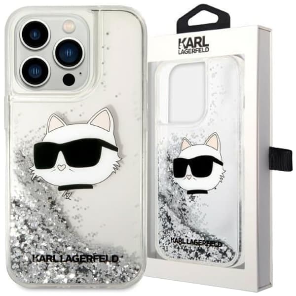 Karl Lagerfeld KLHCP14XLNCHCS iPhone 14 Pro Max 6.7 sølv/sølv hardt deksel Glitter Choupette Head