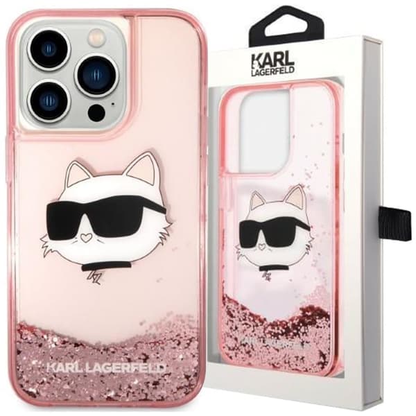 Karl Lagerfeld KLHCP14LLNCHCP iPhone 14 Pro 6.1 rosa/rosa hardt deksel Glitter Choupette Head