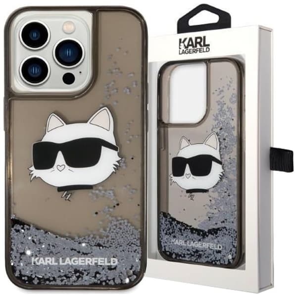 Karl Lagerfeld KLHCP14XLNCHCK iPhone 14 Pro Max 6.7 svart/svart hardt deksel Glitter Choupette Head